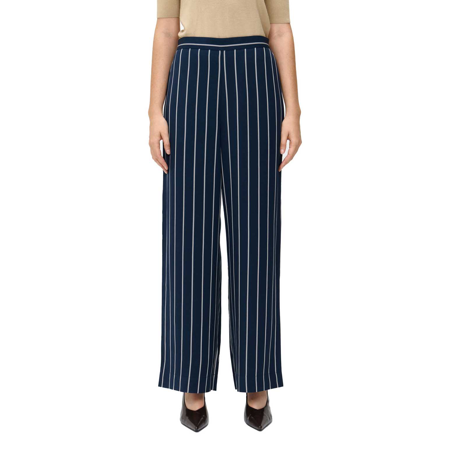Veronika Maine Navy Pinstripe Pant